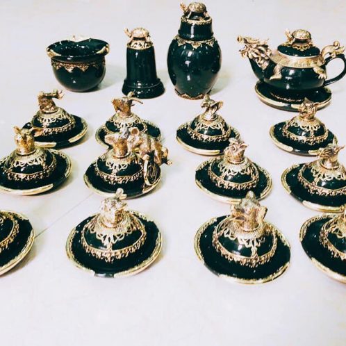 ấm chén bọc đồng 12 con giáp