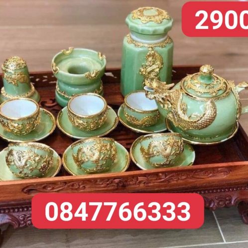 ấm chén rồng xanh ngọc vip